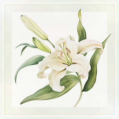 PSD 백그라운드 일러스트 수채화 프레임 사람없음 초록색 흰색 백합 국내일러스트 카드프레임 꽃 컬러 파일형식