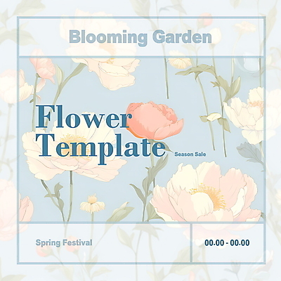 PSD 템플릿 디자인 꽃 하늘색 봄꽃 프레임 사람없음 세일 봄 디지털합성 심플 편집소스 봄축제 이미지템플릿 식물 계절 파란색 축제 파일형식