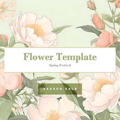 PSD 템플릿 디자인 꽃 봄꽃 프레임 사람없음 연두색 세일 봄 디지털합성 심플 편집소스 봄축제 이미지템플릿 식물 계절 초록색 축제 파일형식