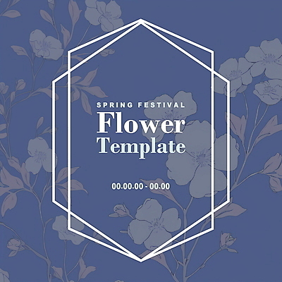 PSD 템플릿 디자인 꽃 봄꽃 프레임 사람없음 파란색 봄 디지털합성 심플 편집소스 봄축제 이미지템플릿 식물 계절 컬러 축제 파일형식