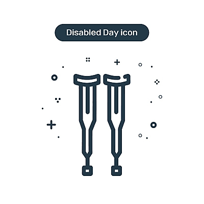 아이콘 선 사람없음 도구 장애인 라인아이콘 심플 목발 장애 단순화된 보조기구 장애인의날 2D아이콘 AI파일 의료기기 기구 파일형식 벡터 법정기념일