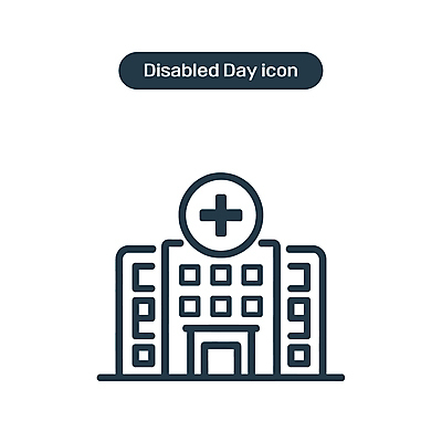 아이콘 선 병원 사람없음 장애인 라인아이콘 심플 장애 단순화된 장애인의날 치유 2D아이콘 AI파일 의학 파일형식 벡터 법정기념일
