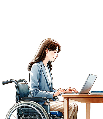 PSD 라이프스타일 응시 여자 일러스트 비즈니스 한명 미소 앉기 성인 노트북 업무 장애인 휠체어 장애인의날 성인여자한명만 국내일러스트 1 시선 모션 표정 사람 생활 전자제품 작업 장애 여자한명만 성인여자만 파일형식 법정기념일