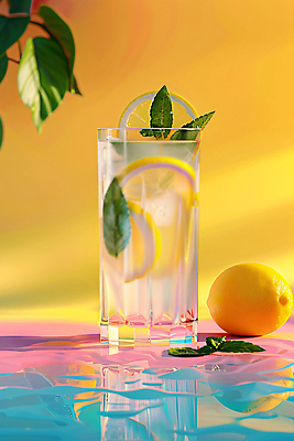 JPG 편집이미지 잎 단면 잔 그림자 사람없음 여름 반사 노란색 얼음 시원함 레몬 레모네이드 디지털합성 상큼 편집소스 편집실사 AI포토 AI콘텐츠 자연요소 식물 식기 계절 컬러 과일 CG 에이드 파일형식