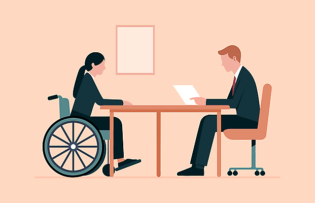 전신 여자 남자 액자 의자 일러스트 회의 직장 앉기 정장 성인 두명 사무실 업무 전문직 장애인 책상 휠체어 문서 장애 동등 면담 성인만 장애인취업 국내일러스트 AI파일 직업 옷 가구 회사 비즈니스 모션 사람 작업 파일형식 벡터