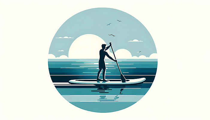 JPG 남자 실루엣 바다 일러스트 조류 한명 성인 여름휴가 노젓기 성인남자한명만 패들보드 국내일러스트 AI일러스트 AI콘텐츠 동물 1 모션 휴가 촬영기법 사람 서핑 남자한명만 성인남자만 파일형식 여름_계절