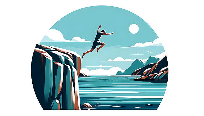 JPG 전신 남자 바다 일러스트 한명 성인 여름휴가 절벽 다이빙 성인남자한명만 국내일러스트 AI일러스트 AI콘텐츠 1 휴가 사람 수영 수중스포츠 남자한명만 성인남자만 파일형식 여름_계절