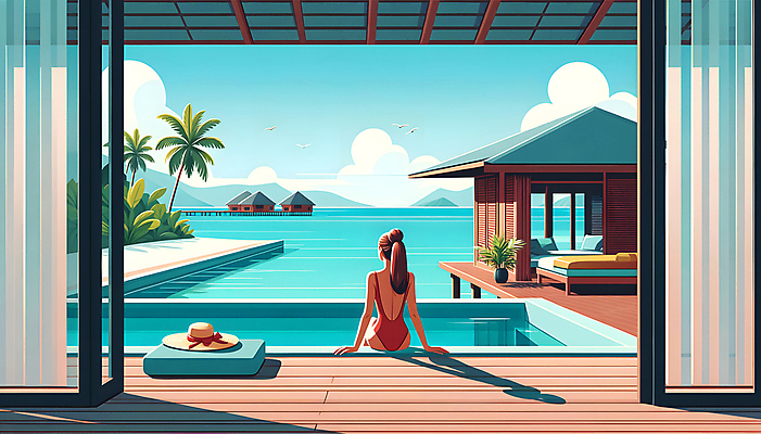 JPG 여자 수영복 일러스트 조류 야외수영장 그림자 한명 앉기 상반신 성인 여름휴가 야자수 햇빛 문 선베드 밀짚모자 성인여자한명만 국내일러스트 AI일러스트 AI콘텐츠 나무 동물 모자_잡화 1 옷 의자 모션 휴가 수영장 사람 태양 여자한명만 성인여자만 파일형식 여름_계절