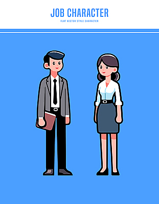 전신 캐릭터 여자 남자 서류가방 일러스트 비즈니스 직업캐릭터 미소 들기 정장 성인 두명 파란색 직장인 사무원 성인만 일러캐릭터 AI파일 직업 옷 컬러 가방 모션 표정 사람 파일형식 벡터