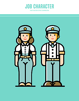 전신 캐릭터 모자 여자 남자 셔츠 유니폼 일러스트 직업캐릭터 미소 성인 두명 서비스업 웨이터 민트색 성인만 일러캐릭터 AI파일 직업 잡화 옷 산업 컬러 상의 표정 사람 파일형식 벡터