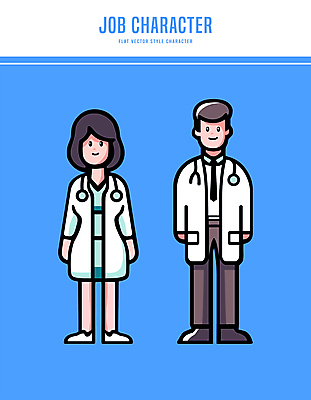 전신 캐릭터 여자 남자 셔츠 일러스트 청진기 직업캐릭터 미소 성인 두명 파란색 간호사 의사 의사가운 전문직 성인만 일러캐릭터 AI파일 직업 컬러 상의 의료기기 표정 사람 의료진 가운 파일형식 벡터