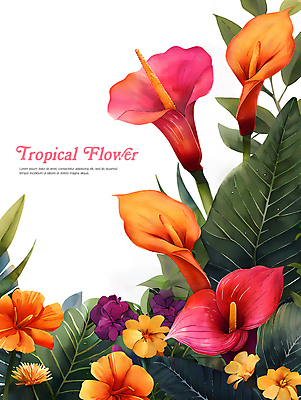 PSD 꽃 일러스트 열대 수채화 프레임 타이포그라피 사람없음 초록색 여름 주황색 화려 몬스테라 카피스페이스 보테니컬아트 트로피컬아트 국내일러스트 식물 문자 계절 컬러 컨셉 공백 그림 파일형식