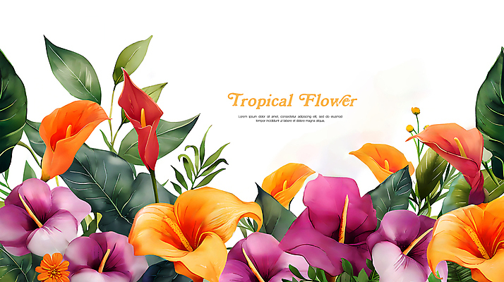PSD 꽃 일러스트 열대 수채화 프레임 타이포그라피 사람없음 초록색 여름 주황색 화려 몬스테라 카피스페이스 보테니컬아트 트로피컬아트 국내일러스트 식물 문자 계절 컬러 컨셉 공백 그림 파일형식