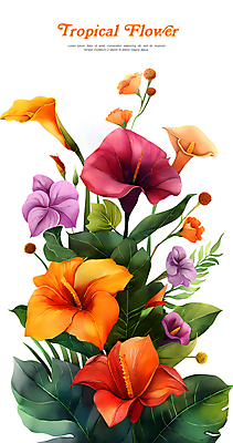 PSD 꽃 일러스트 열대 수채화 타이포그라피 사람없음 초록색 여름 주황색 화려 몬스테라 카피스페이스 보테니컬아트 트로피컬아트 국내일러스트 식물 문자 계절 컬러 컨셉 공백 그림 파일형식