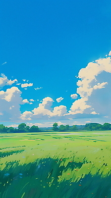 JPG 나무 구름 여유 백그라운드 일러스트 자연 하늘 휴식 초원 사람없음 초록색 평화 들꽃 국내일러스트 AI일러스트 AI콘텐츠 자연요소 식물 꽃 감정 컬러 컨셉 생태계 파일형식