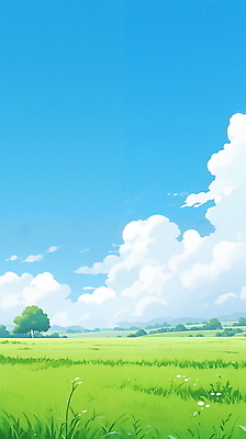 JPG 나무 구름 여유 백그라운드 일러스트 자연 하늘 휴식 초원 사람없음 초록색 평화 들꽃 국내일러스트 AI일러스트 AI콘텐츠 자연요소 식물 꽃 감정 컬러 컨셉 생태계 파일형식