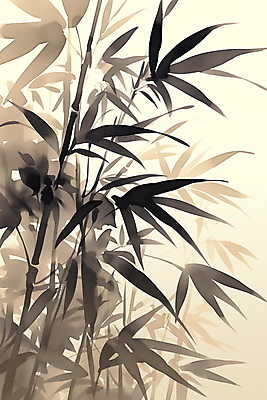 JPG 전통 일러스트 사람없음 갈색 고요 분위기 대나무 그림 번짐 미니멀 국내일러스트 AI일러스트 AI콘텐츠 나무 컬러 컨셉 파일형식 효과