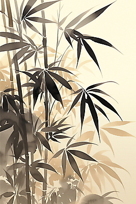 JPG 전통 일러스트 사람없음 갈색 고요 분위기 대나무 그림 번짐 미니멀 국내일러스트 AI일러스트 AI콘텐츠 나무 컬러 컨셉 파일형식 효과