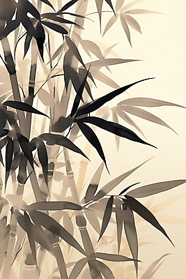 JPG 전통 일러스트 사람없음 갈색 고요 분위기 대나무 그림 번짐 미니멀 국내일러스트 AI일러스트 AI콘텐츠 나무 컬러 컨셉 파일형식 효과