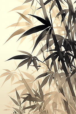 JPG 전통 일러스트 사람없음 갈색 고요 분위기 대나무 그림 번짐 미니멀 국내일러스트 AI일러스트 AI콘텐츠 나무 컬러 컨셉 파일형식 효과