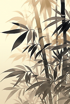 JPG 전통 일러스트 사람없음 갈색 고요 분위기 대나무 그림 번짐 미니멀 국내일러스트 AI일러스트 AI콘텐츠 나무 컬러 컨셉 파일형식 효과