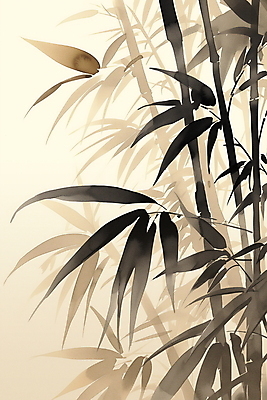 JPG 전통 일러스트 사람없음 갈색 고요 분위기 대나무 그림 번짐 미니멀 국내일러스트 AI일러스트 AI콘텐츠 나무 컬러 컨셉 파일형식 효과