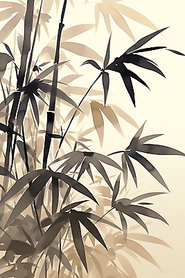 JPG 전통 일러스트 사람없음 갈색 고요 분위기 대나무 그림 번짐 미니멀 국내일러스트 AI일러스트 AI콘텐츠 나무 컬러 컨셉 파일형식 효과