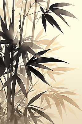 JPG 전통 일러스트 사람없음 갈색 고요 분위기 대나무 그림 번짐 미니멀 국내일러스트 AI일러스트 AI콘텐츠 나무 컬러 컨셉 파일형식 효과