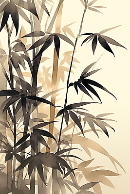 JPG 전통 일러스트 사람없음 갈색 고요 분위기 대나무 그림 번짐 미니멀 국내일러스트 AI일러스트 AI콘텐츠 나무 컬러 컨셉 파일형식 효과