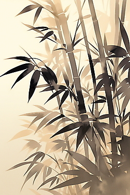 JPG 전통 일러스트 사람없음 갈색 고요 분위기 대나무 그림 번짐 미니멀 국내일러스트 AI일러스트 AI콘텐츠 나무 컬러 컨셉 파일형식 효과