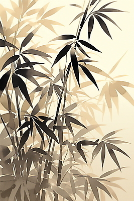 JPG 전통 일러스트 사람없음 갈색 고요 분위기 대나무 그림 번짐 미니멀 국내일러스트 AI일러스트 AI콘텐츠 나무 컬러 컨셉 파일형식 효과