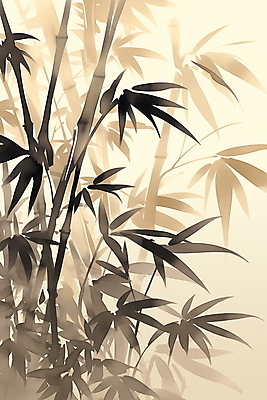 JPG 전통 일러스트 사람없음 갈색 고요 분위기 대나무 그림 번짐 미니멀 국내일러스트 AI일러스트 AI콘텐츠 나무 컬러 컨셉 파일형식 효과