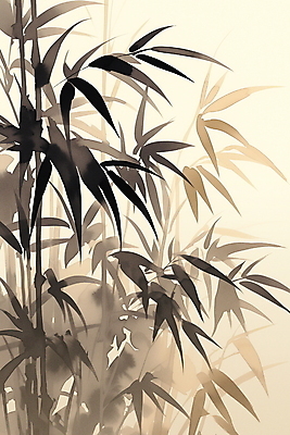 JPG 전통 일러스트 사람없음 갈색 고요 분위기 대나무 그림 번짐 미니멀 국내일러스트 AI일러스트 AI콘텐츠 나무 컬러 컨셉 파일형식 효과