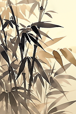 JPG 전통 일러스트 사람없음 갈색 고요 분위기 대나무 그림 번짐 미니멀 국내일러스트 AI일러스트 AI콘텐츠 나무 컬러 컨셉 파일형식 효과