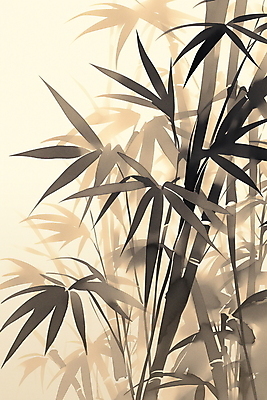 JPG 전통 일러스트 사람없음 갈색 고요 분위기 대나무 그림 번짐 미니멀 국내일러스트 AI일러스트 AI콘텐츠 나무 컬러 컨셉 파일형식 효과