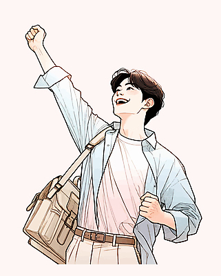 남자 행복 가방 일러스트 한명 상반신 성인 손뻗기 성인남자한명만 청년취업 국내일러스트 AI파일 1 잡화 감정 모션 사람 구직 남자한명만 성인남자만 파일형식 벡터