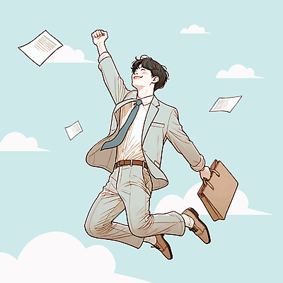 전신 구름 남자 행복 서류가방 일러스트 하늘 한명 들기 성인 점프 문서 성인남자한명만 청년취업 국내일러스트 AI파일 자연요소 1 감정 가방 모션 사람 구직 남자한명만 성인남자만 파일형식 벡터
