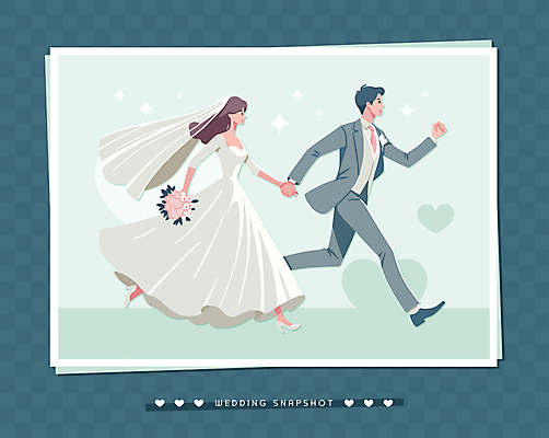 전신 여자 남자 신부 부케 웨딩드레스 신랑 결혼 일러스트 프레임 사랑 턱시도 성인 두명 초록색 반짝임 달리기 사각형 손잡기 사진촬영 하트 성인만 국내일러스트 AI파일 모양 도형 드레스 감정 컬러 꽃다발 모션 사람 정장 이벤트 촬영 파일형식 벡터