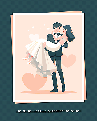 전신 여자 남자 신부 웨딩드레스 신랑 결혼 일러스트 안기 프레임 사랑 턱시도 성인 두명 반짝임 마주보기 사각형 사진촬영 주황색 하트 성인만 국내일러스트 AI파일 모양 도형 드레스 감정 컬러 모션 사람 정장 이벤트 촬영 파일형식 벡터