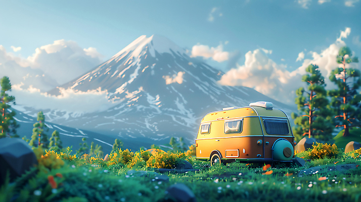 JPG 나무 구름 편집이미지 자연 하늘 산 사람없음 3D 귀여움 들꽃 바위 풀잎 캠핑카 로우폴리 편집3D AI컴퓨터그래픽 AI콘텐츠 자연요소 식물 꽃 컨셉 잎 자동차 돌_바위 풀_식물 디지털합성 생태계 파일형식