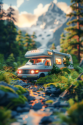 JPG 나무 구름 편집이미지 자연 하늘 산 사람없음 3D 귀여움 계곡 풀잎 캠핑카 로우폴리 편집3D AI컴퓨터그래픽 AI콘텐츠 자연요소 식물 컨셉 잎 자동차 풀_식물 디지털합성 생태계 파일형식