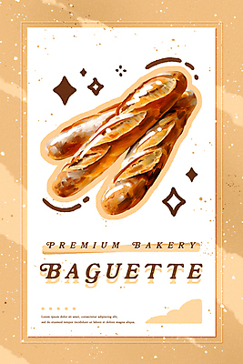 PSD 포스터 일러스트 페인팅 프레임 타이포그라피 사람없음 반짝임 갈색 빈티지 낙서 바게트 유화 국내일러스트 문자 빵 컬러 컨셉 모션 미술 파일형식