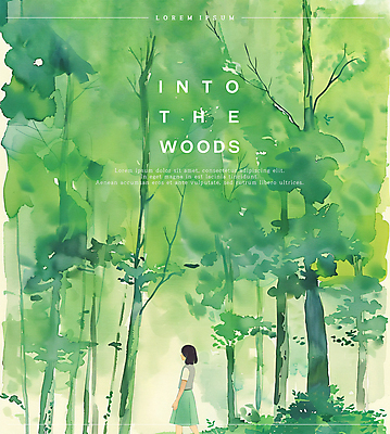 PSD 나무 여자 포스터 일러스트 붓터치 수채화 한명 풍경 성인 타이포그라피 초록색 여름 숲 번짐 감성 성인여자한명만 카피스페이스 국내일러스트 식물 문자 1 계절 컬러 컨셉 사람 공백 여자한명만 성인여자만 파일형식 효과