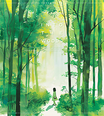 PSD 나무 여자 포스터 백그라운드 일러스트 붓터치 수채화 한명 풍경 성인 타이포그라피 초록색 여름 숲 번짐 감성 성인여자한명만 국내일러스트 식물 문자 1 계절 컬러 컨셉 사람 여자한명만 성인여자만 파일형식 효과