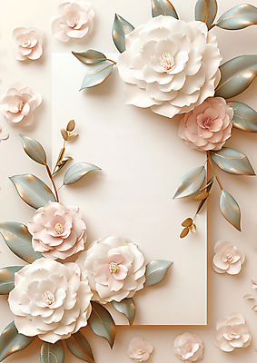 JPG 편집이미지 꽃 종이 잎 사람없음 장식 흰색 화려 초대장 초대 카피스페이스 편집실사 AI포토 AI콘텐츠 카드프레임 식물 컬러 컨셉 카드_감사 프레임 공백 CG 파일형식