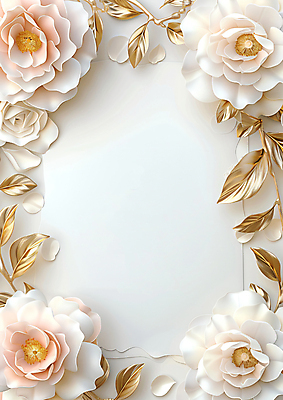 JPG 편집이미지 꽃 종이 잎 사람없음 장식 화려 초대장 초대 카피스페이스 편집실사 AI포토 AI콘텐츠 카드프레임 식물 컨셉 카드_감사 프레임 공백 CG 파일형식