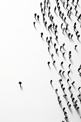 JPG 편집이미지 그림자 서기 사람 여러명 흰색 군중 방향 심플 카피스페이스 편집실사 AI인물포토 AI콘텐츠 컬러 다수 모션 공백 CG 파일형식 AI포토