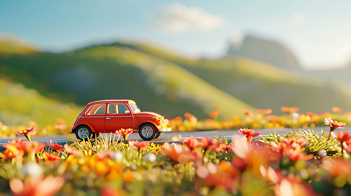 JPG 편집이미지 꽃 행복 여행 자동차 사람없음 햇빛 봄 미니어처 드라이브 편집실사 AI포토 AI콘텐츠 식물 계절 감정 육상교통 태양 모형 운전 CG 파일형식