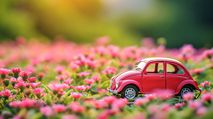 JPG 편집이미지 꽃 행복 분홍색 여행 자동차 사람없음 봄 미니어처 드라이브 편집실사 AI포토 AI콘텐츠 식물 계절 감정 육상교통 컬러 모형 운전 CG 파일형식