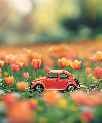JPG 편집이미지 꽃 행복 여행 자동차 사람없음 아웃포커스 봄 미니어처 드라이브 튤립 편집실사 AI포토 AI콘텐츠 식물 계절 감정 육상교통 촬영기법 모형 운전 CG 파일형식